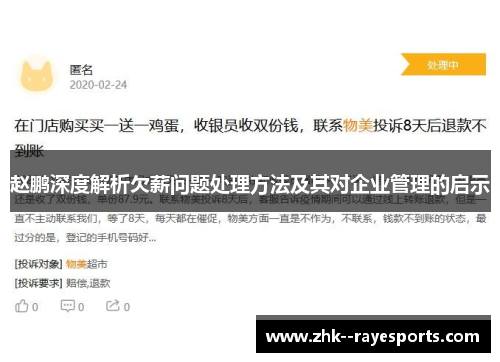 赵鹏深度解析欠薪问题处理方法及其对企业管理的启示 赵鹏深度解析欠薪问题处理方法及其对企业管理的启示